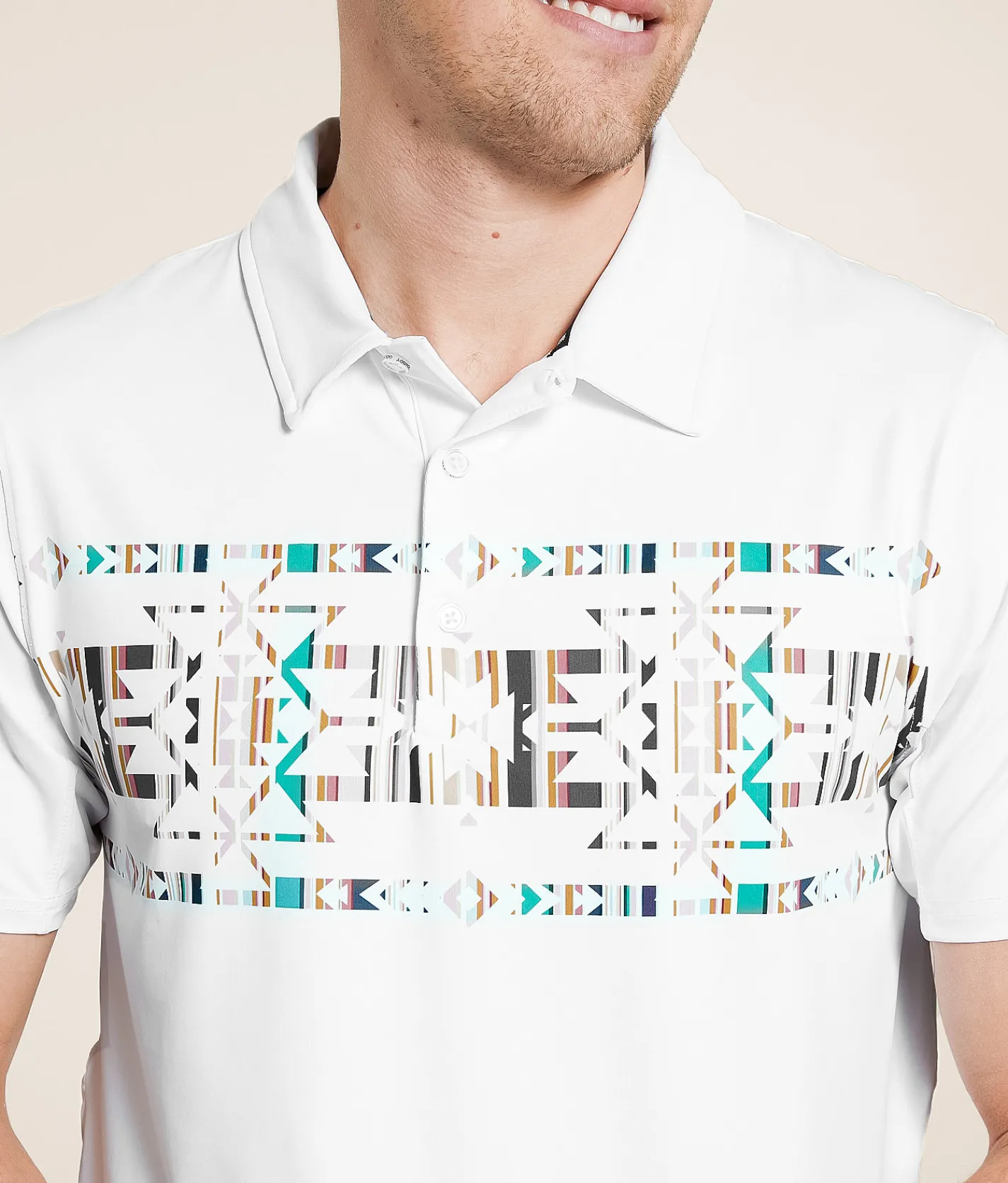 Hooey The Weekender Deboss Performance Polo White Aztec Online