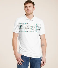 Hooey The Weekender Deboss Performance Polo White Aztec Online