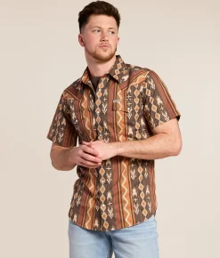 Sendero Provisions Co. The Wyatt Western Shirt Brown Orange Clearance
