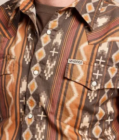 Sendero Provisions Co. The Wyatt Western Shirt Brown Orange Clearance