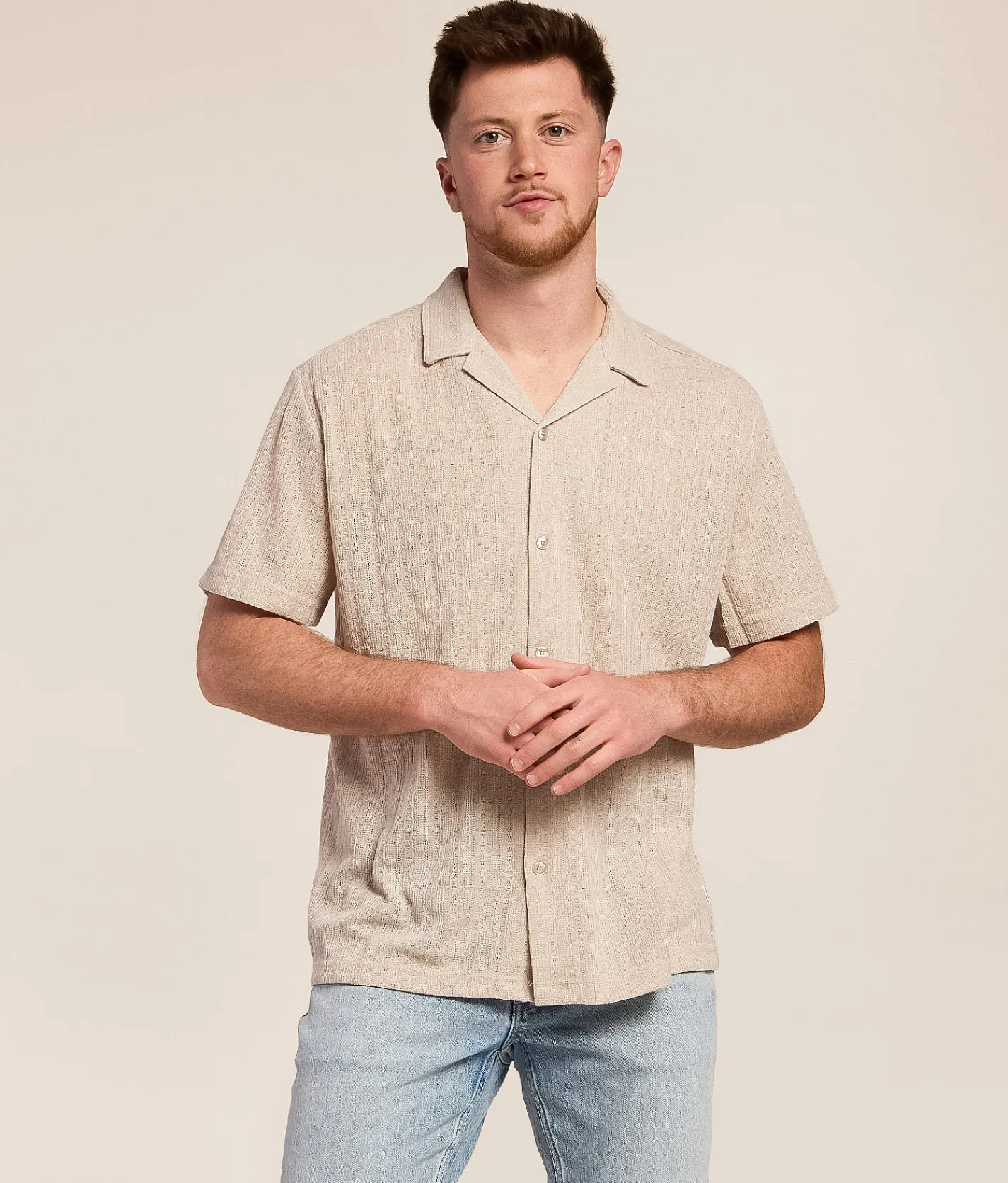 Tops | 7Diamonds Thierry Camp Shirt Light Taupe