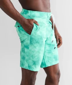 Bottoms|Swimwear | Veece Tie-Dye Stretch Boardshort Green