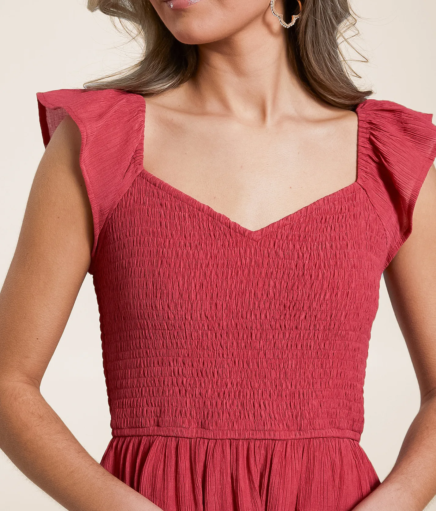 Willow & Root Tiered Midi Dress Holly Berry Sale