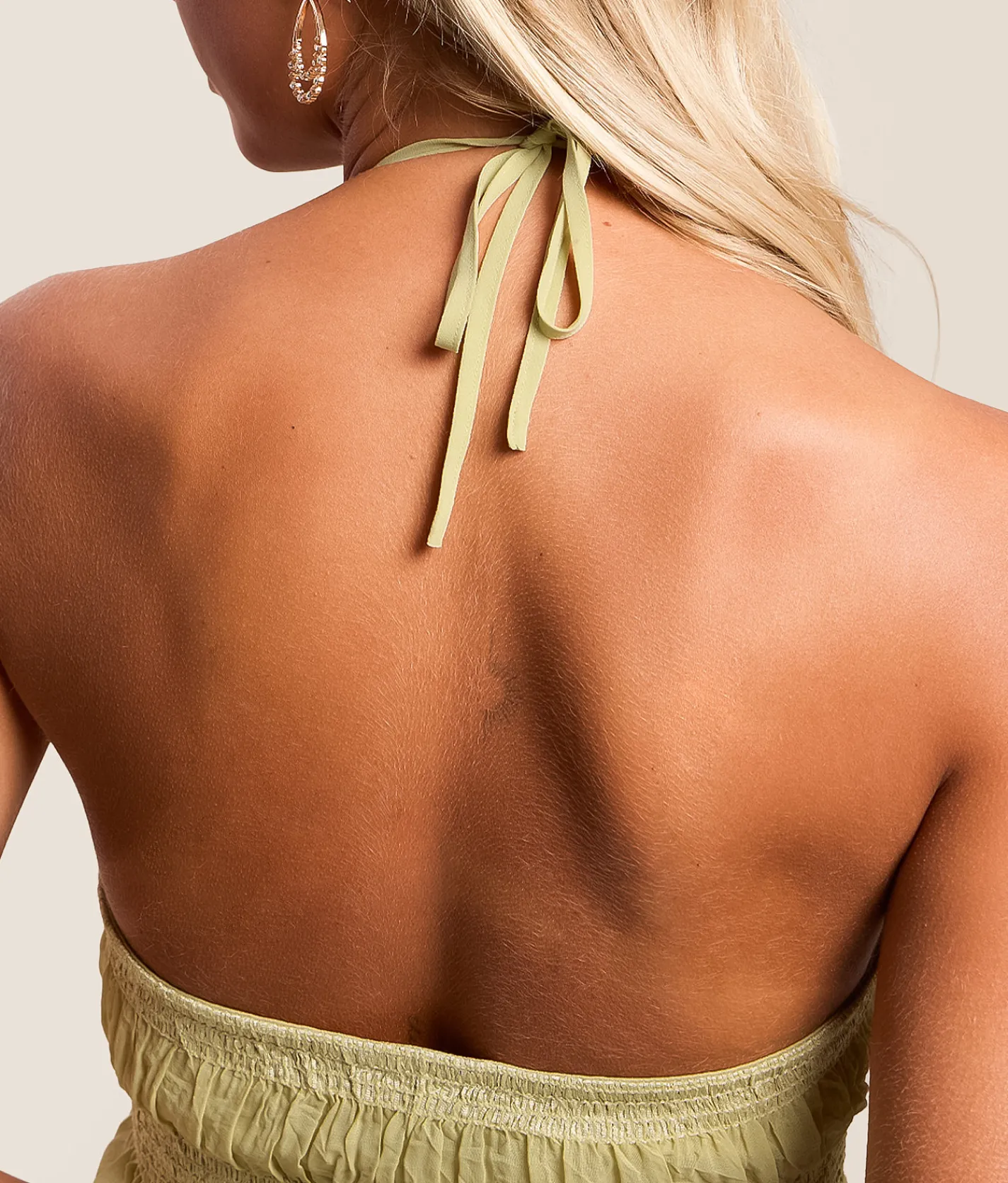 Tops | Willow & Root Tiered Ruffle Halter Tank Top Green
