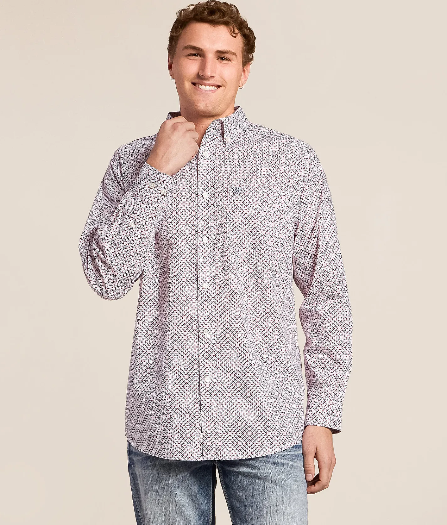 Tops | Ariat Tiernan Shirt White Geo Print