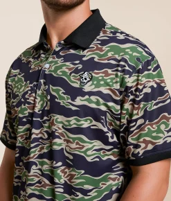 Devereux Golf Tiger Camo Performance Polo Garden Green Online