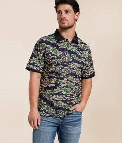 Devereux Golf Tiger Camo Performance Polo Garden Green Online