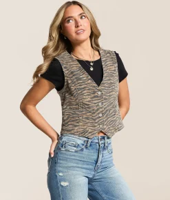 HIDDEN Denim Stretch Vest Tiger Sale