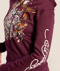 Tops | Ed Hardy Tigers Boxy Hoodie Fig