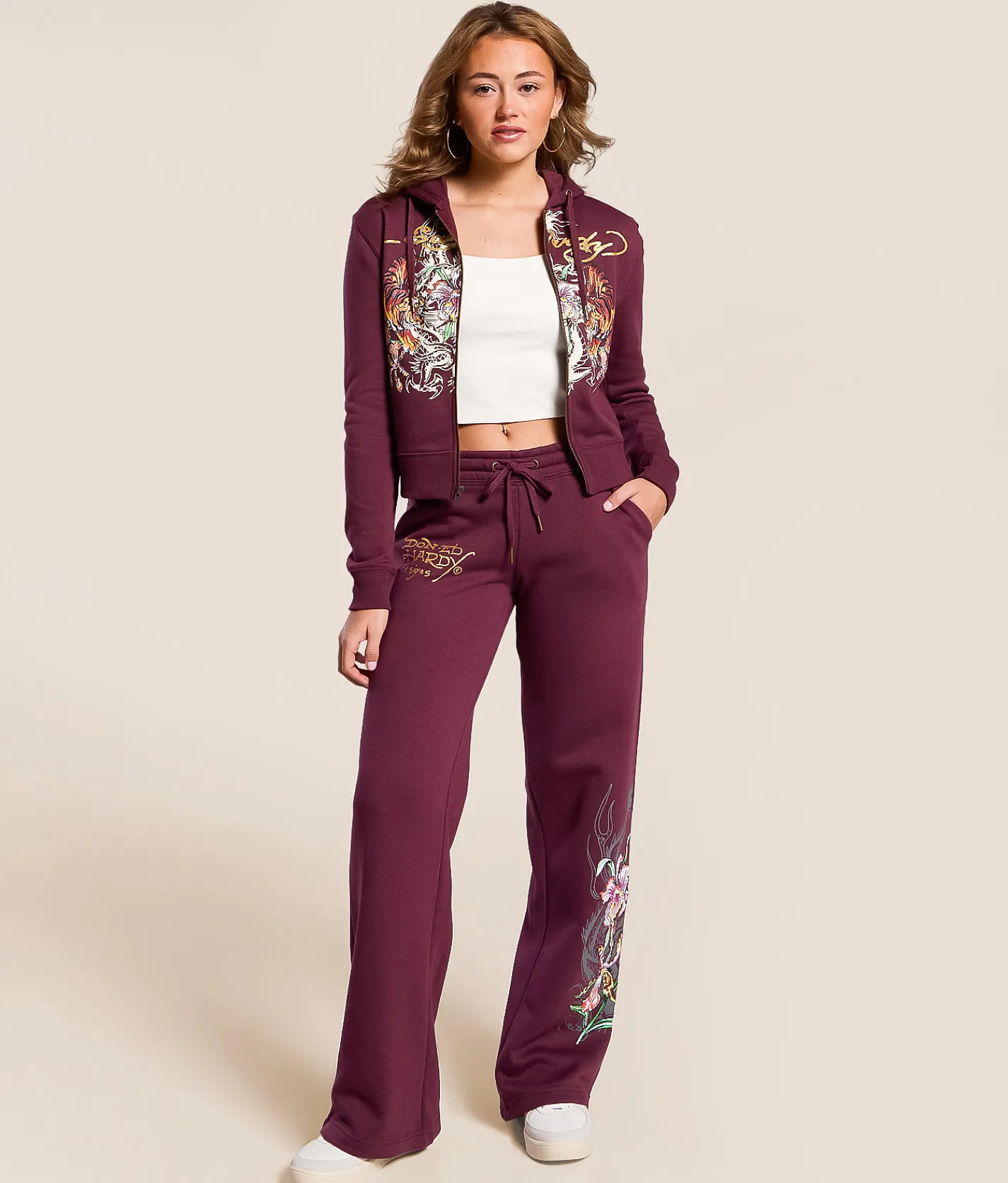 Tops | Ed Hardy Tigers Boxy Hoodie Fig