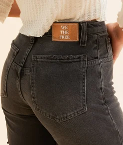 Jeans|Bottoms | Free People Tinsley High Rise Baggy Straight Jean Blowout Black