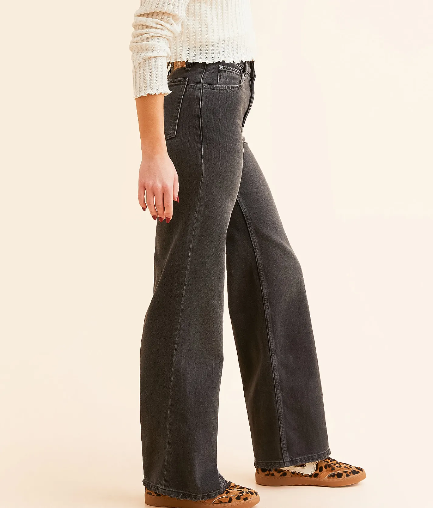 Jeans|Bottoms | Free People Tinsley High Rise Baggy Straight Jean Blowout Black