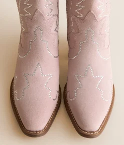 Dingo Tiny Pony Leather Western Ankle Boot Pink Clearance