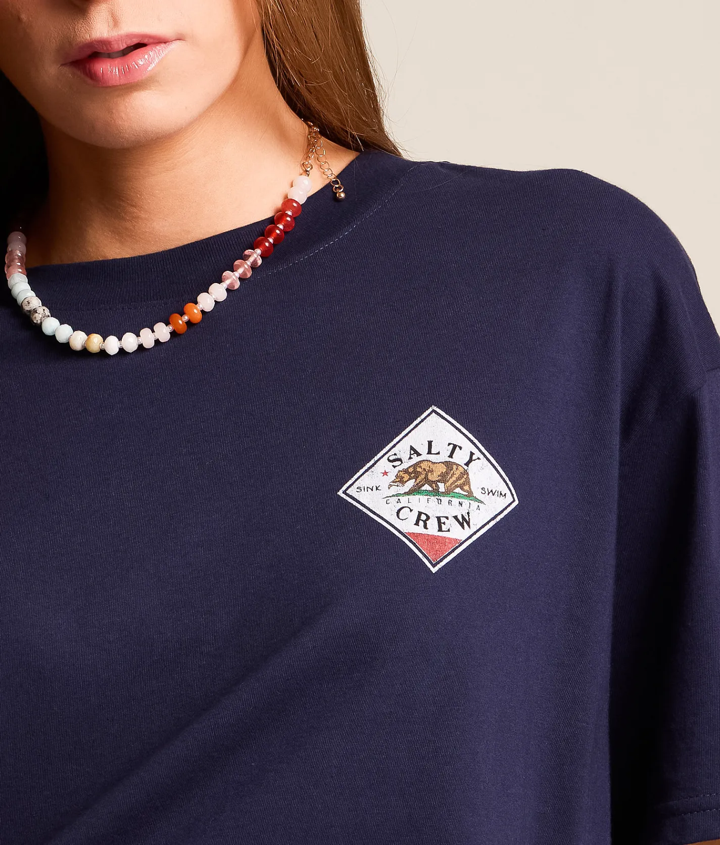 Tops | Salty Crew Tippet Cropped T-Shirt Bright Navy