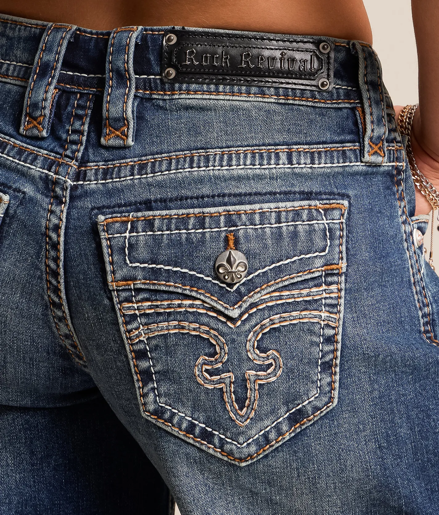 Jeans|Bottoms | Rock Revival Titania Low Slung Wide Leg Baggy Stretch Jean Vintage Dark Blue