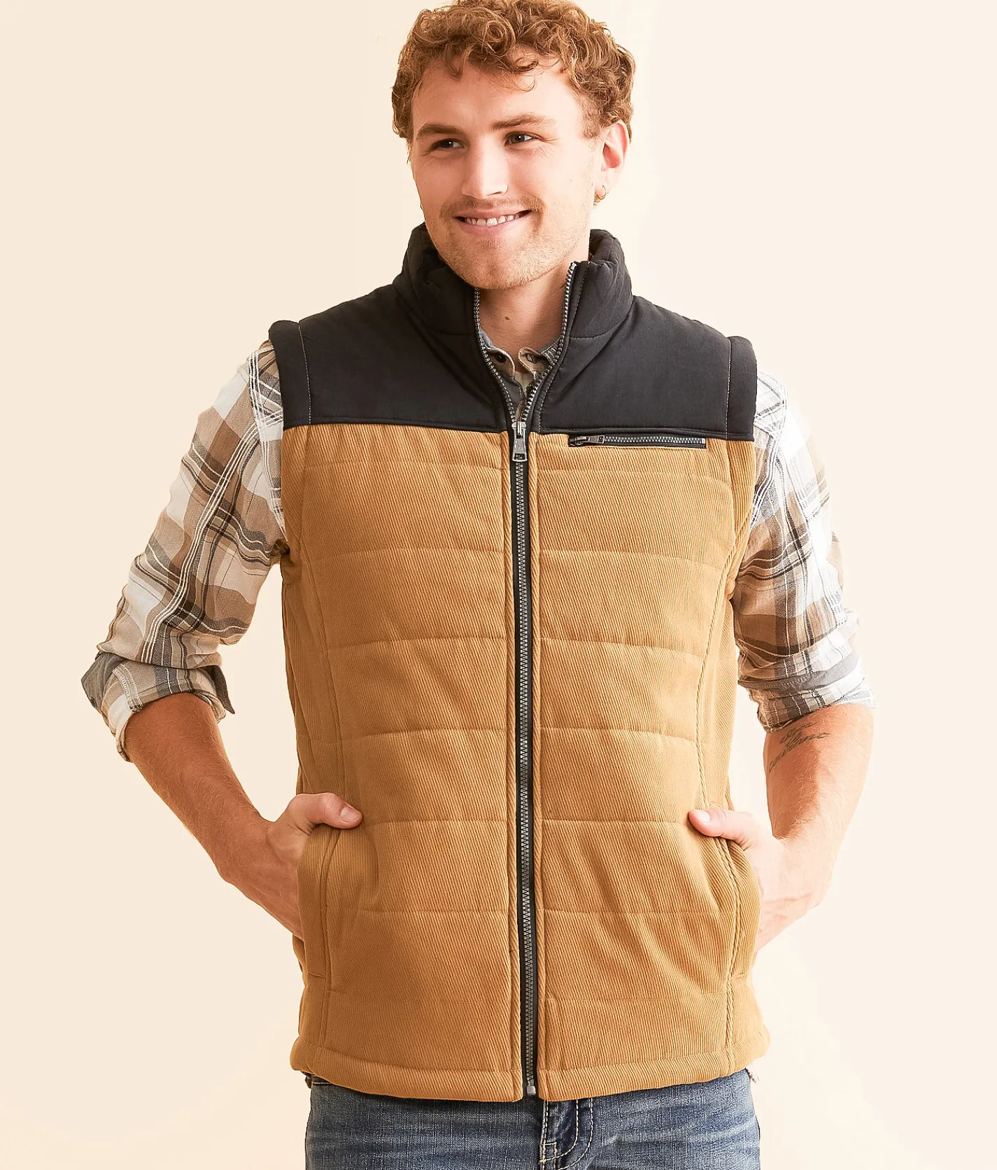 BKE Tobacco Corduroy Vest Tobacco Grey New