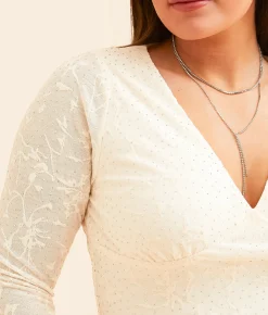 Willow & Root Tonal Embroidered Rhinestone Top Cream