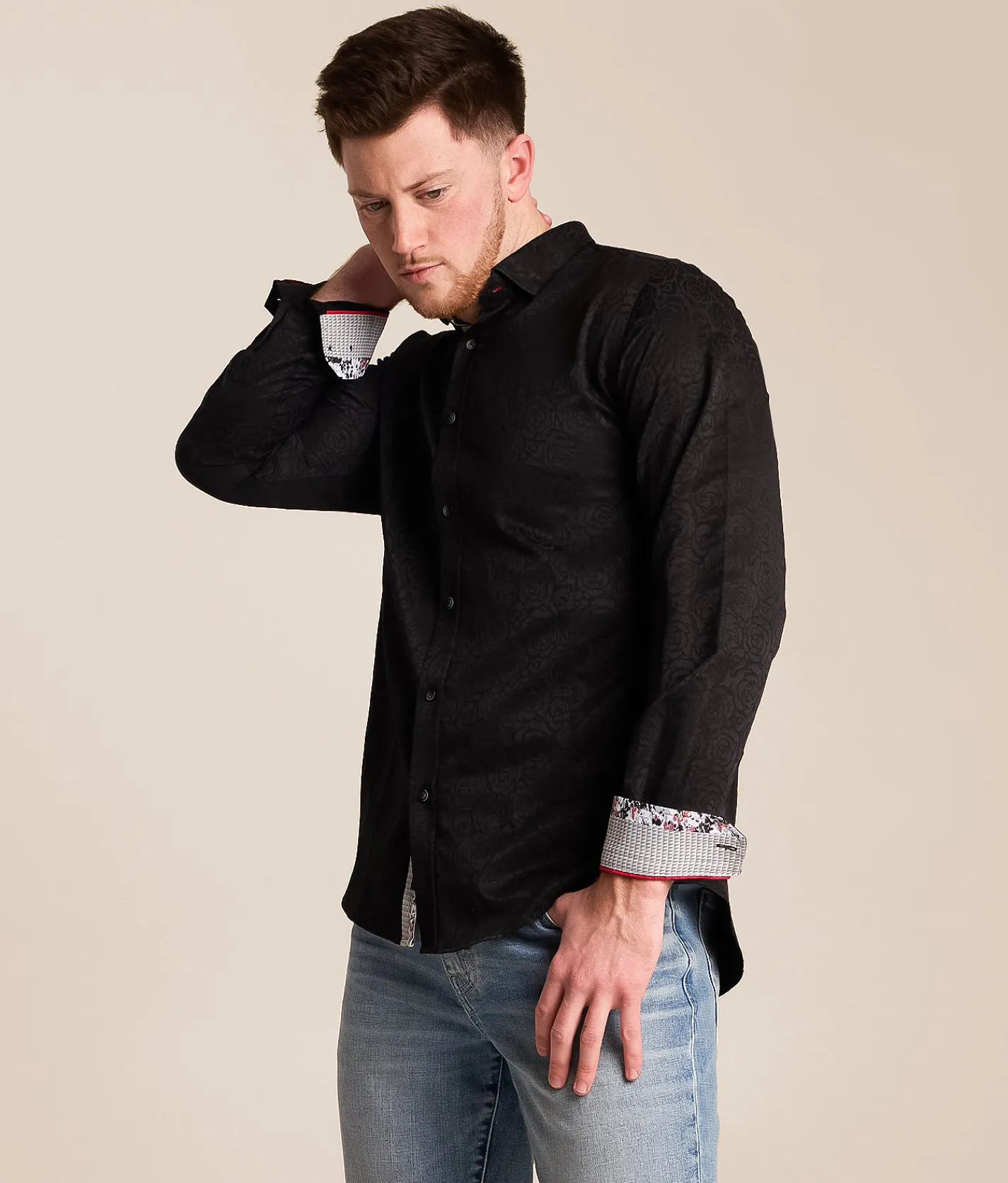 Eight X Tonal Floral Shirt Black Outlet