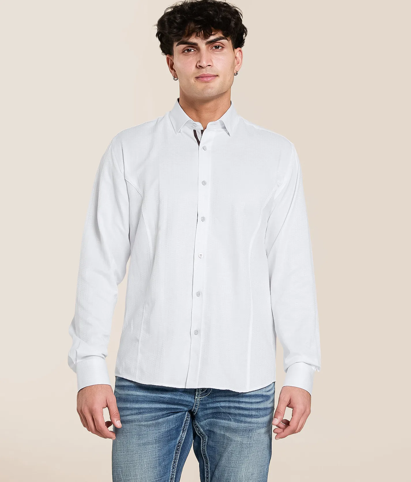 Tops | Eight X Tonal Print Shirt White