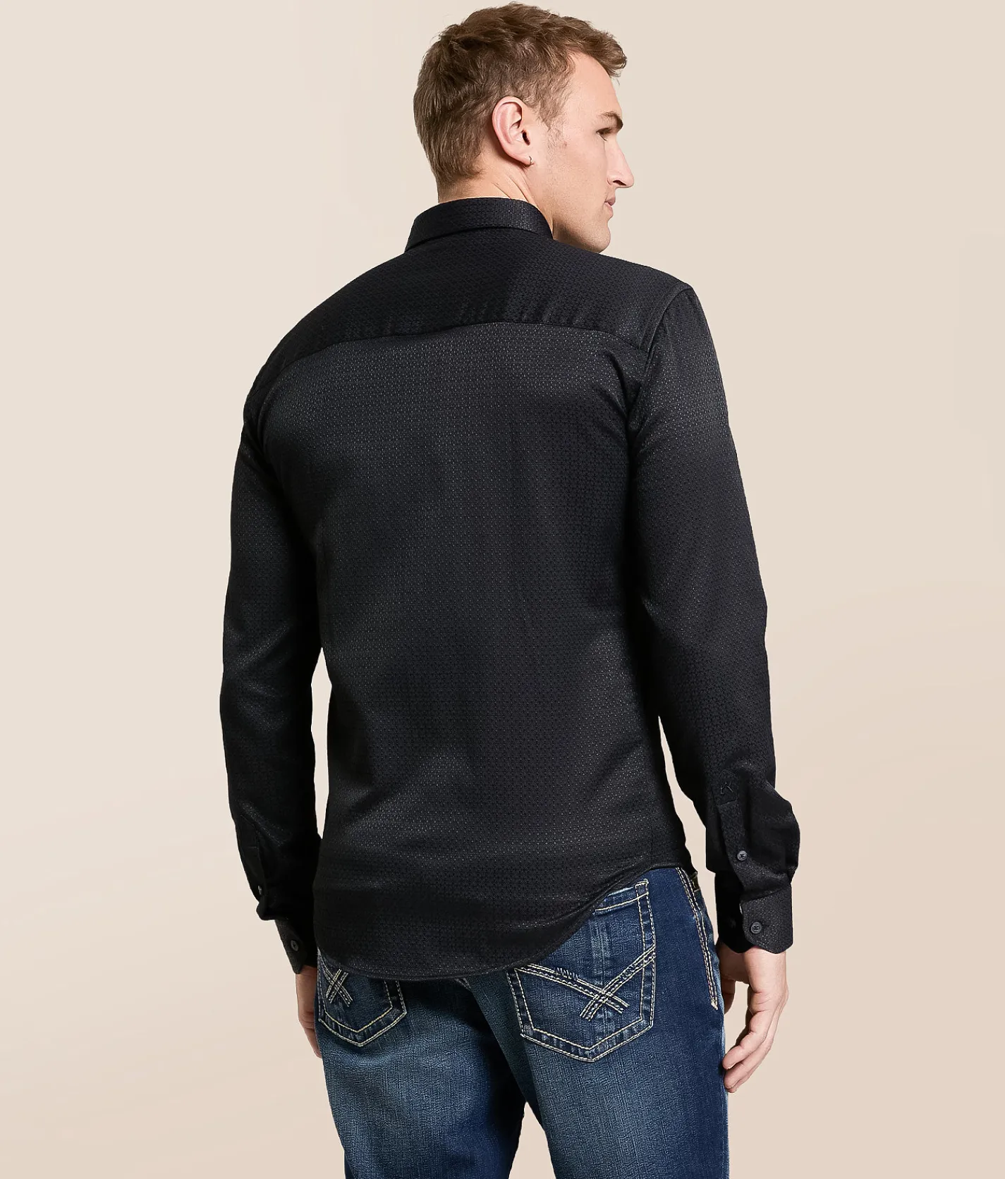 Tops | Eight X Tonal Print Stretch Shirt Black