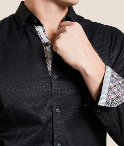 Tops | Eight X Tonal Print Stretch Shirt Black