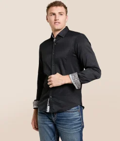 Tops | Eight X Tonal Print Stretch Shirt Black