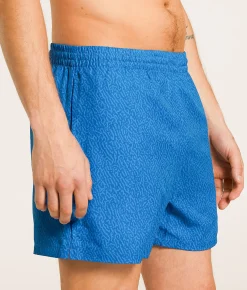 Bottoms|Swimwear | Old Row Tonal Print Stretch Swim Trunks Blue
