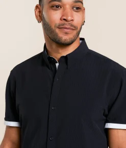 Tops | J.B. Holt Tonal Striped Athletic Performance Stretch Shirt Black