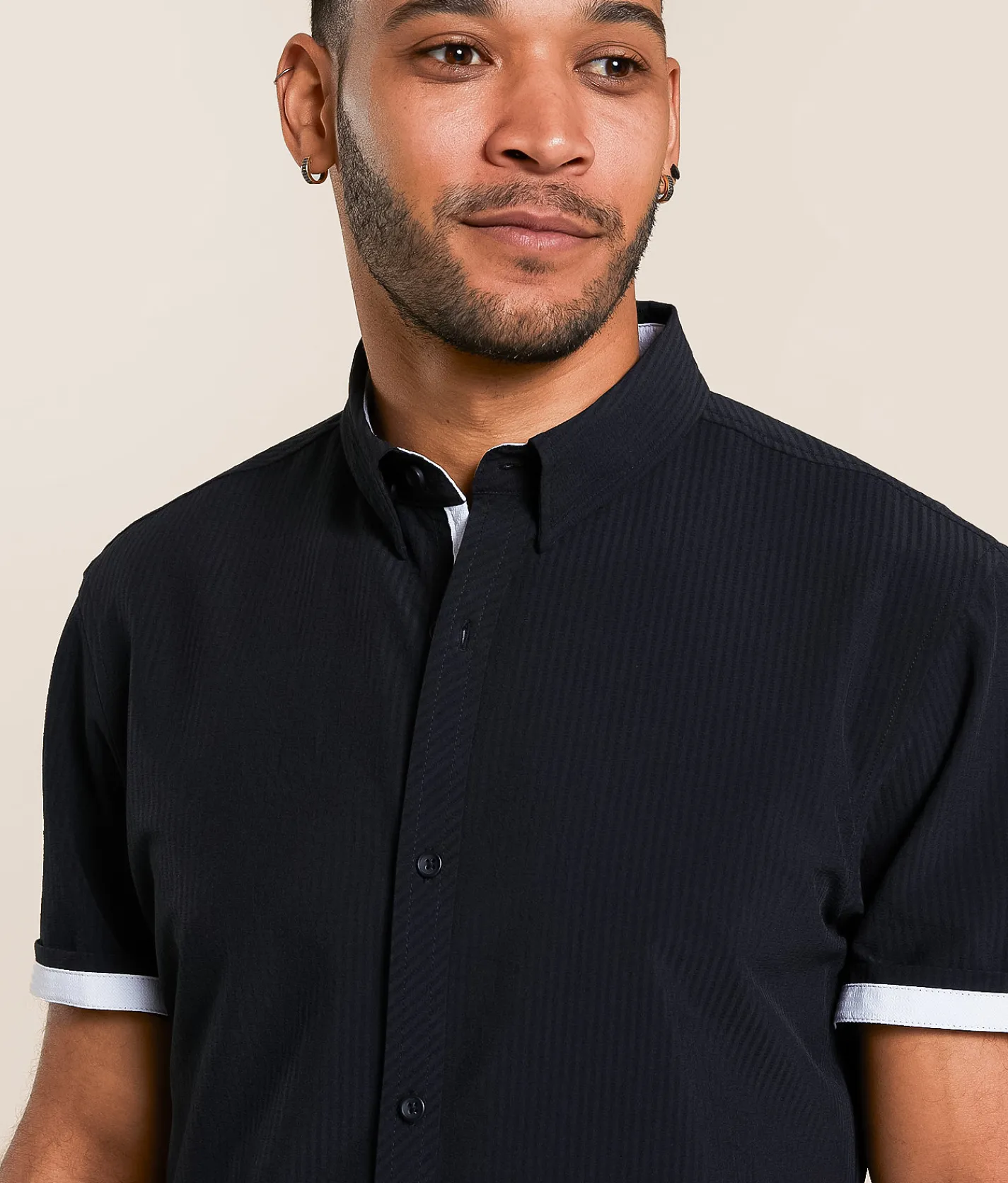 Tops | J.B. Holt Tonal Striped Athletic Performance Stretch Shirt Black