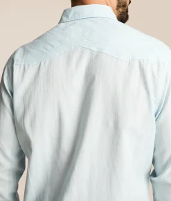 Tops | Gentry County Tonal Striped Athletic Shirt Baby Blue