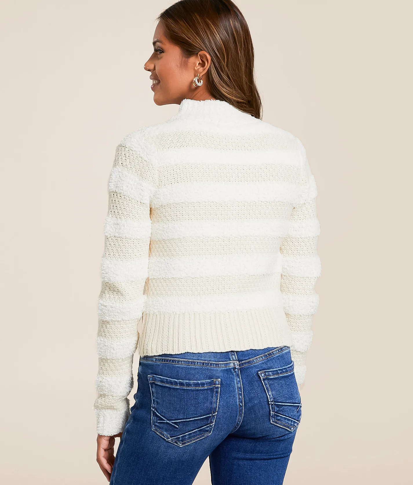 Tops | Willow & Root Tonal Striped Cardigan Sweater White