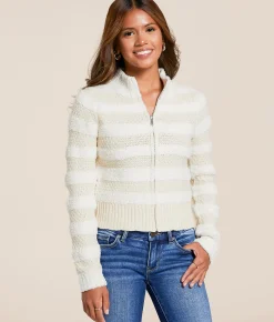Tops | Willow & Root Tonal Striped Cardigan Sweater White