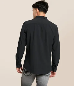 J.B. Holt Tonal Striped Standard Performance Stretch Shirt Black New