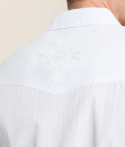 Tops | Gentry County Tonal Striped Standard Shirt White