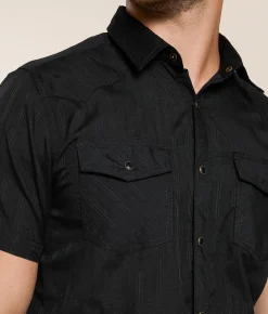 Tops | Gentry County Tonal Striped Standard Shirt Black