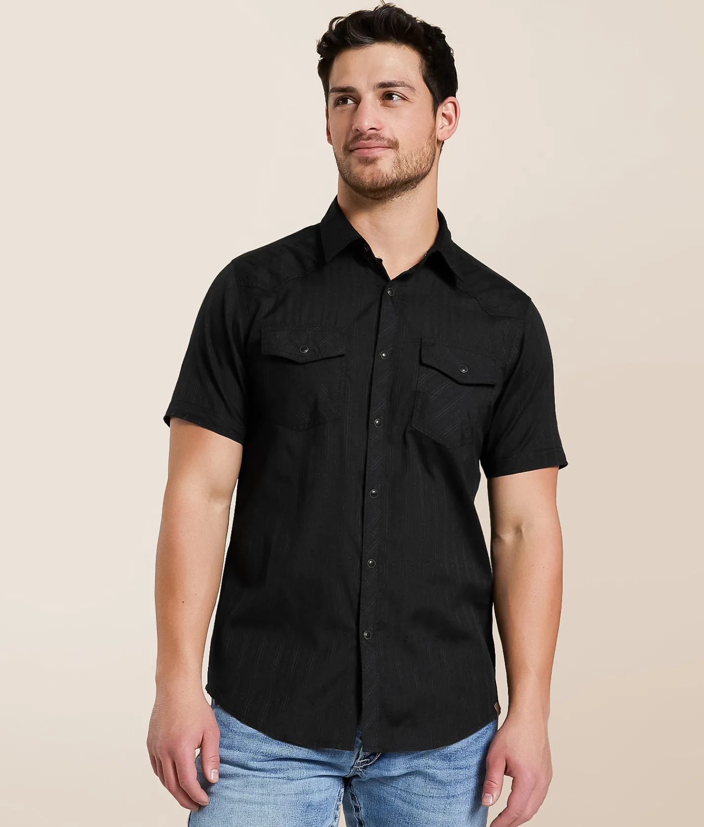 Tops | Gentry County Tonal Striped Standard Shirt Black