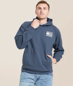 Tops | Ariat Topatriot Hooded Sweatshirt Blue Dusk