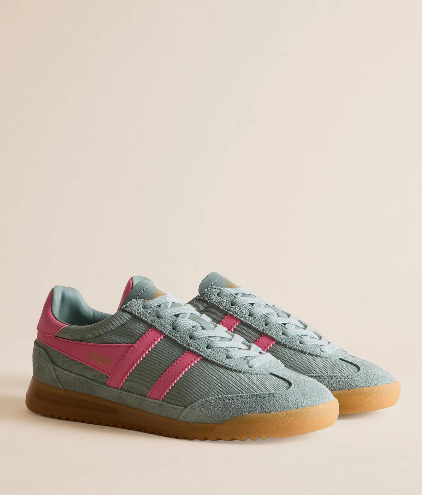 Shoes | Gola® Tornado Leather Sneaker Green Mist Fluro Pink