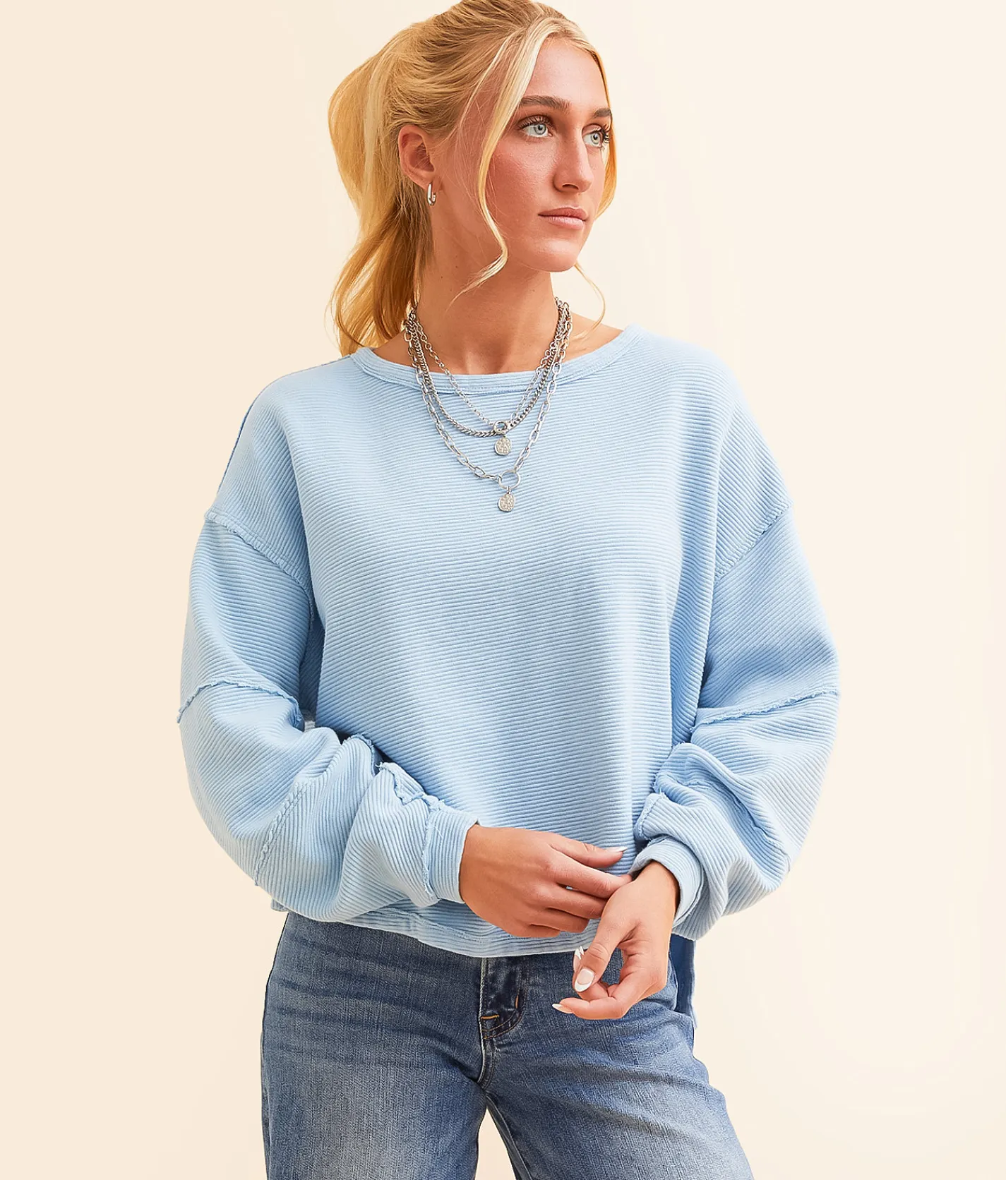 Free People Total Eclipse Oversized Top Polar Fog Clearance