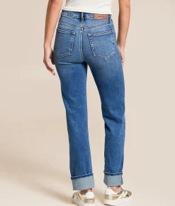HIDDEN Tracey Cropped Straight Stretch Cuffed Jean Davenport Outlet
