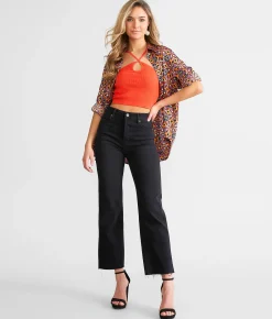 Jeans|Bottoms | HIDDEN Tracey Cropped Straight Stretch Jean Black