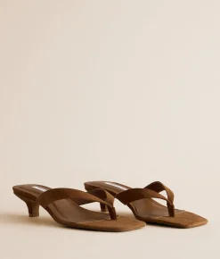 Shoes | Steve Madden Tracie Leather Heeled Sandal Chestnut Suede