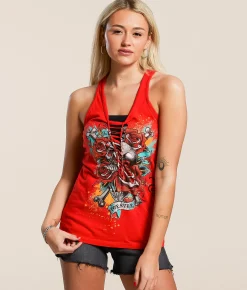 Affliction Tragic Attack Tank Top Bright Red Reactive New