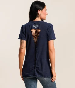 Affliction Tragic Reign T-Shirt Blue Black Lava Tint Wash Sale