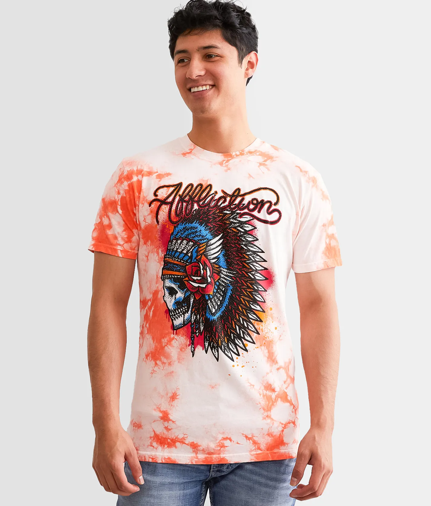 Affliction Trailhawk Chief T-Shirt White Optic Mango Crys Wh