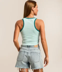 Tops | Hurley Tranquil Sea Cropped Tank Top Canal Blue