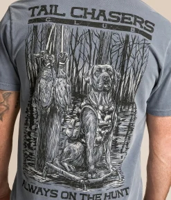 Tail Chasers Club Tree Ducks T-Shirt Denim Pigment Dye Outlet