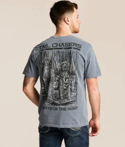 Tail Chasers Club Tree Ducks T-Shirt Denim Pigment Dye Outlet