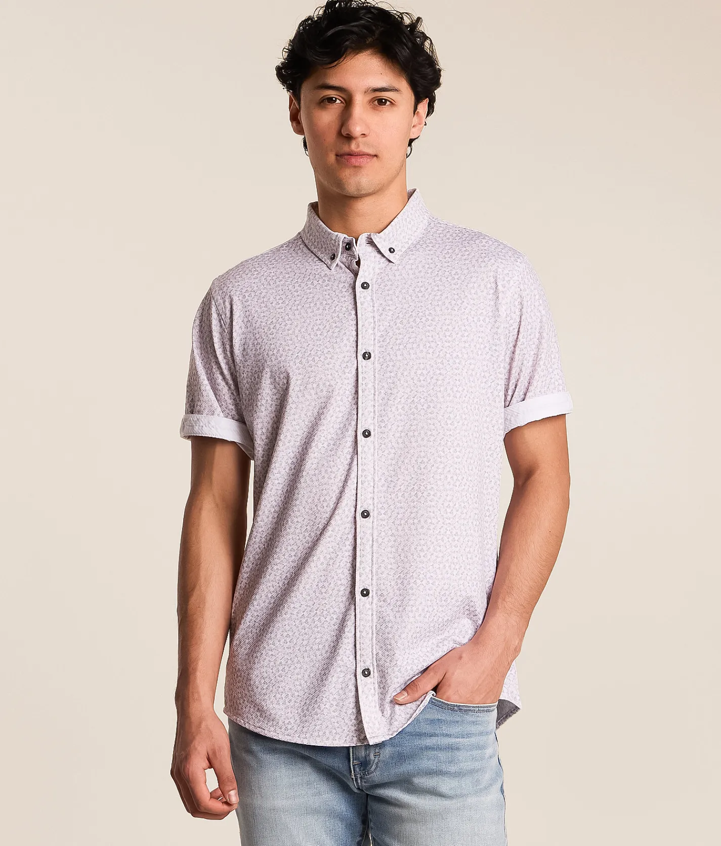 Tops | J.B. Holt Triangle Athletic Performance Knit Shirt White Mauve