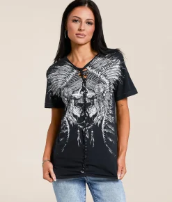 Tops | Affliction Tribal Scream T-Shirt Black Lava Wash